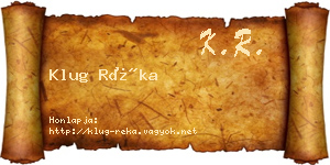Klug Réka névjegykártya